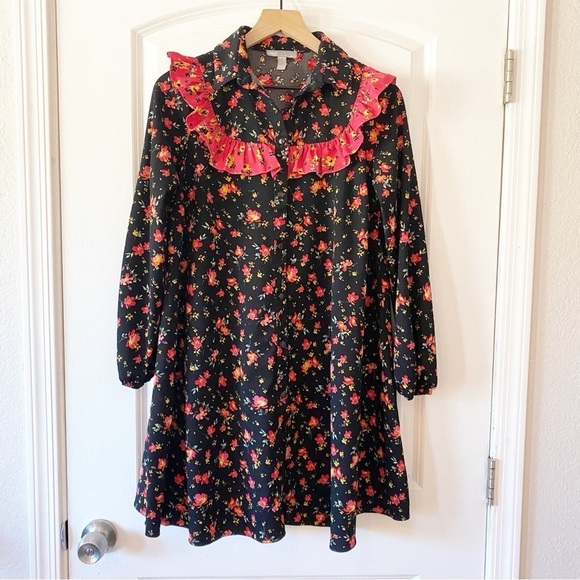 ASOS Dresses & Skirts - ASOS Floral Ruffle Button Front Shirt Dress Cottagecore